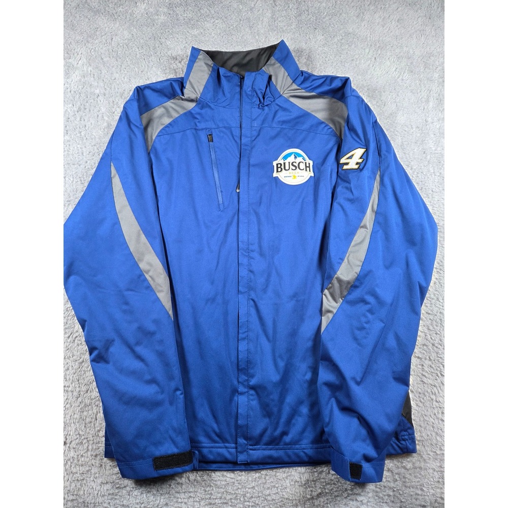 Antigua Kevin Harvick Busch Beer Jacket Medium Blue Mens NASCAR Racing Full Zip